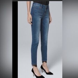 WHBM Skinny Ankle Jeans with Black Lace at Hem 0